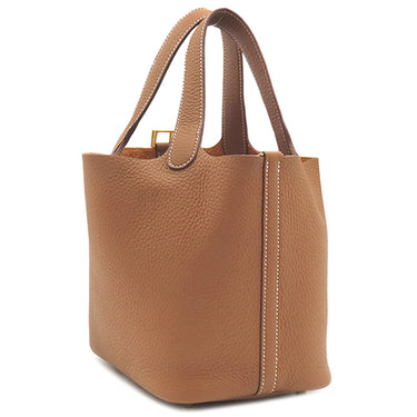 エルメス HERMES ピコタンロック PM ゴールド トリヨンクレマンス ハンドバッグ ゴールド金具 茶