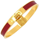 エルメス HERMES ケリーバングル レッドXゴールド メタル ヴォーエプソン バングル ゴールド金具 カデナチャーム