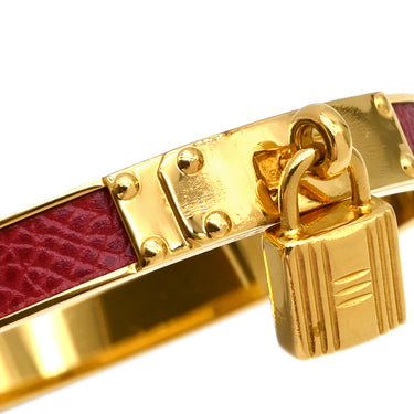 エルメス HERMES ケリーバングル レッドXゴールド メタル ヴォーエプソン バングル ゴールド金具 カデナチャーム