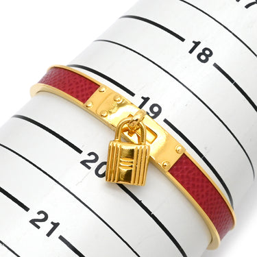 エルメス HERMES ケリーバングル レッドXゴールド メタル ヴォーエプソン バングル ゴールド金具 カデナチャーム