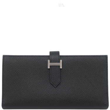 エルメス HERMES ベアンスフレ ブラック ヴォーエプソン 長財布 シルバー金具 黒 二つ折り財布
