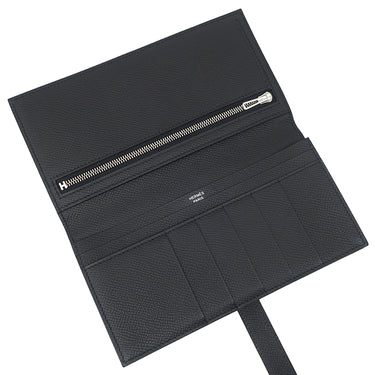 エルメス HERMES ベアンスフレ ブラック ヴォーエプソン 長財布 シルバー金具 黒 二つ折り財布