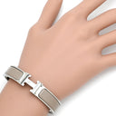 エルメス HERMES クリックH PM マロングラッセ×シルバー メタル エナメル ブレスレット Hブレス