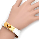 エルメス HERMES ケリードゥブルトゥール ホワイトxゴールド ヴォーエプソン GP 14037 ブレスレット 白 茶