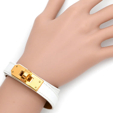 エルメス HERMES ケリードゥブルトゥール ホワイトxゴールド ヴォーエプソン GP 14037 ブレスレット 白 茶