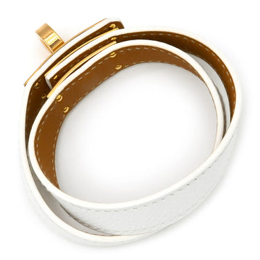 エルメス HERMES ケリードゥブルトゥール ホワイトxゴールド ヴォーエプソン GP 14037 ブレスレット 白 茶