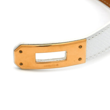 エルメス HERMES ケリードゥブルトゥール ホワイトxゴールド ヴォーエプソン GP 14037 ブレスレット 白 茶