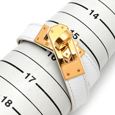 エルメス HERMES ケリードゥブルトゥール ホワイトxゴールド ヴォーエプソン GP 14037 ブレスレット 白 茶