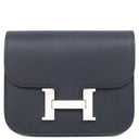 エルメス HERMES コンスタンス スリム ウォレット ブルーインディゴ ヴォーエプソン 二つ折り財布 シルバー金具 紺