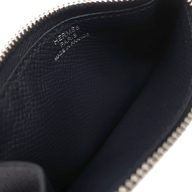 エルメス HERMES コンスタンス スリム ウォレット ブルーインディゴ ヴォーエプソン 二つ折り財布 シルバー金具 紺