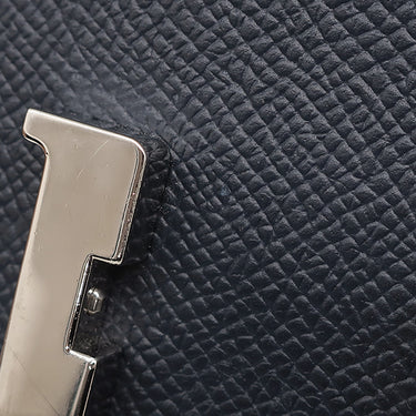 エルメス HERMES コンスタンス スリム ウォレット ブルーインディゴ ヴォーエプソン 二つ折り財布 シルバー金具 紺