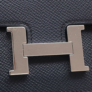 エルメス HERMES コンスタンス スリム ウォレット ブルーインディゴ ヴォーエプソン 二つ折り財布 シルバー金具 紺