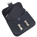 エルメス HERMES コンスタンス スリム ウォレット ブルーインディゴ ヴォーエプソン 二つ折り財布 シルバー金具 紺