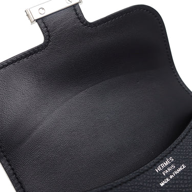 エルメス HERMES コンスタンス スリム ウォレット ブルーインディゴ ヴォーエプソン 二つ折り財布 シルバー金具 紺