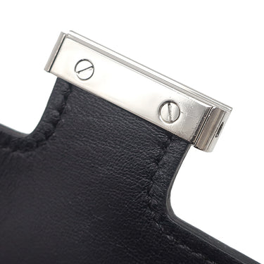 エルメス HERMES コンスタンス スリム ウォレット ブルーインディゴ ヴォーエプソン 二つ折り財布 シルバー金具 紺