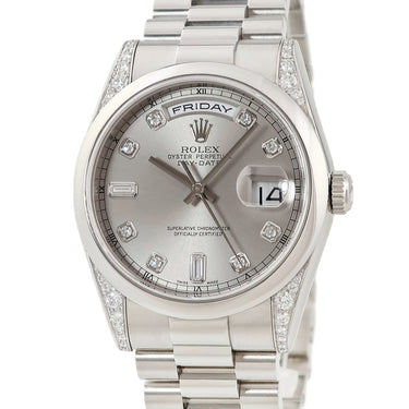 腕時計 ロレックス ROLEX デイデイト 118296A P番 自動巻き メンズ P番 Pt950無垢 純正ダイヤ シルバー プラチナ