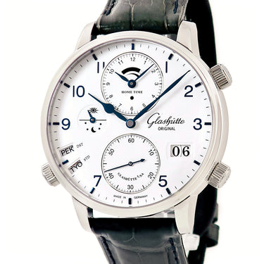 腕時計 グラスヒュッテ オリジナル GLASHUTTE ORIGINAL セネター コスモポリト 1-89-02-03-02-50 自動巻き メンズ 新同品 白 ラウンド