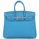 エルメス HERMES バーキン25 ブルーザンジバル トゴ ハンドバッグ シルバー金具 青