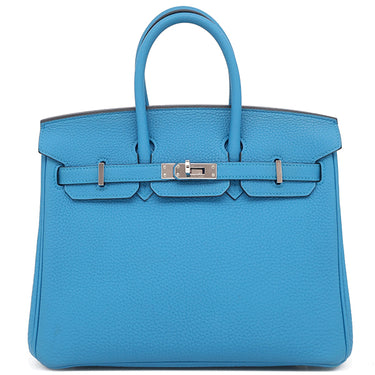 エルメス HERMES バーキン25 ブルーザンジバル トゴ ハンドバッグ シルバー金具 青