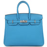 エルメス HERMES バーキン25 ブルーザンジバル トゴ ハンドバッグ シルバー金具 青