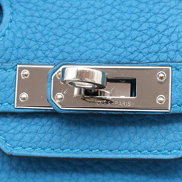エルメス HERMES バーキン25 ブルーザンジバル トゴ ハンドバッグ シルバー金具 青