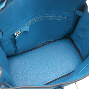 エルメス HERMES バーキン25 ブルーザンジバル トゴ ハンドバッグ シルバー金具 青