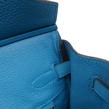 エルメス HERMES バーキン25 ブルーザンジバル トゴ ハンドバッグ シルバー金具 青