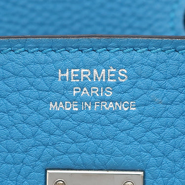 エルメス HERMES バーキン25 ブルーザンジバル トゴ ハンドバッグ シルバー金具 青