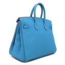 エルメス HERMES バーキン25 ブルーザンジバル トゴ ハンドバッグ シルバー金具 青