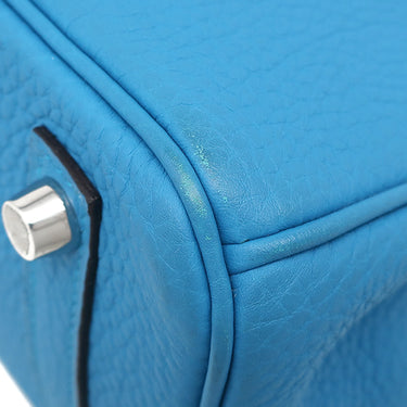 エルメス HERMES バーキン25 ブルーザンジバル トゴ ハンドバッグ シルバー金具 青
