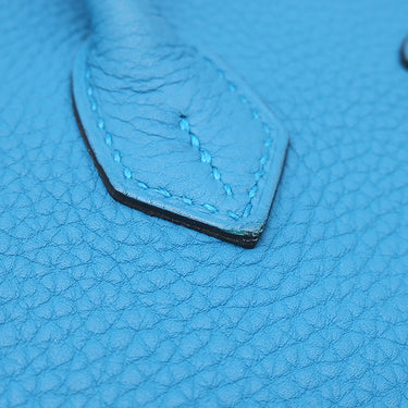 エルメス HERMES バーキン25 ブルーザンジバル トゴ ハンドバッグ シルバー金具 青