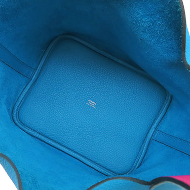 エルメス HERMES ピコタンロックMM エクラ ブルーフリーダ×ローズメキシコ トリヨンクレマンス スイフト ハンドバッグ シルバー金具 青 ピンク バイカラー