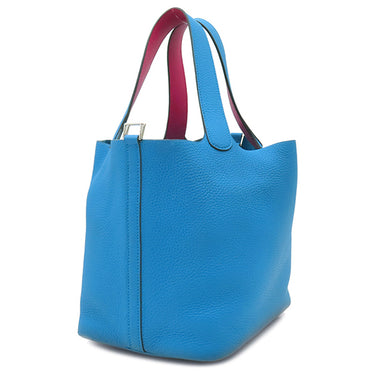 エルメス HERMES ピコタンロックMM エクラ ブルーフリーダ×ローズメキシコ トリヨンクレマンス スイフト ハンドバッグ シルバー金具 青 ピンク バイカラー