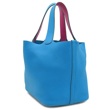 エルメス HERMES ピコタンロックMM エクラ ブルーフリーダ×ローズメキシコ トリヨンクレマンス スイフト ハンドバッグ シルバー金具 青 ピンク バイカラー