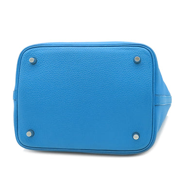 エルメス HERMES ピコタンロックMM エクラ ブルーフリーダ×ローズメキシコ トリヨンクレマンス スイフト ハンドバッグ シルバー金具 青 ピンク バイカラー