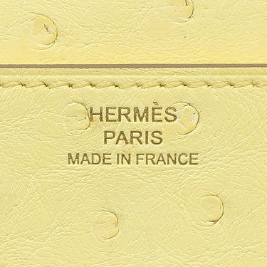 エルメス HERMES コンスタンス トゥーゴー リモンチェッロ オーストリッチ 長財布 ゴールド金具 黄色