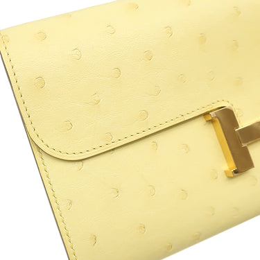エルメス HERMES コンスタンス トゥーゴー リモンチェッロ オーストリッチ 長財布 ゴールド金具 黄色