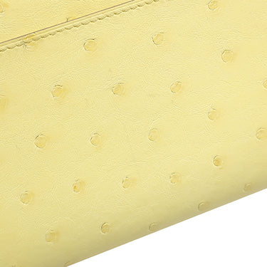 エルメス HERMES コンスタンス トゥーゴー リモンチェッロ オーストリッチ 長財布 ゴールド金具 黄色