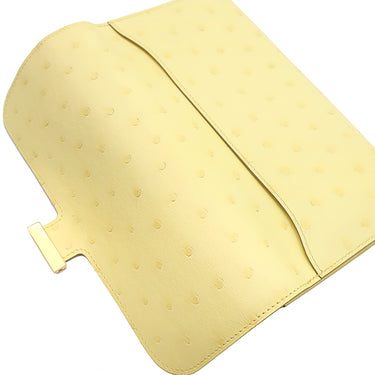 エルメス HERMES コンスタンス トゥーゴー リモンチェッロ オーストリッチ 長財布 ゴールド金具 黄色