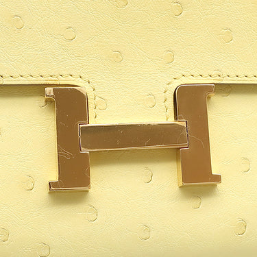 エルメス HERMES コンスタンス トゥーゴー リモンチェッロ オーストリッチ 長財布 ゴールド金具 黄色