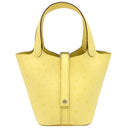 エルメス HERMES ピコタンロック ミクロ ジョーヌシトロン オーストリッチ ハンドバッグ シルバー金具 新品 未使用 黄色