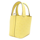 エルメス HERMES ピコタンロック ミクロ ジョーヌシトロン オーストリッチ ハンドバッグ シルバー金具 新品 未使用 黄色