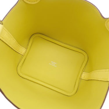 エルメス HERMES ピコタンロック ミクロ ジョーヌシトロン オーストリッチ ハンドバッグ シルバー金具 新品 未使用 黄色