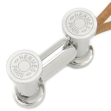 エルメス HERMES モビールH シルバー×ブラウン メタル レザー キーホルダー 新品 未使用 チャーム