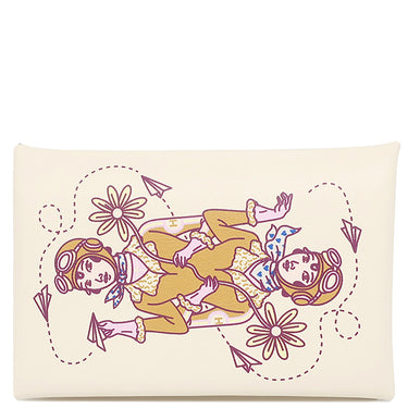 エルメス HERMES カルヴィ アヴィアトリス ナタ ヴォースイフト カードケース シルバー金具 新品 未使用 オフホワイト