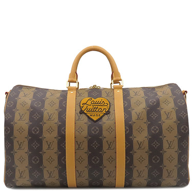 ルイヴィトン LOUIS VUITTON キーポル バンドリエール 50 M45967 ブラウン系 モノグラムキャンバス モノグラムストライプキャンバス ボストンバッグ ゴールド金具 NIGO LVスクエアード 茶 鍵・パドロック欠品