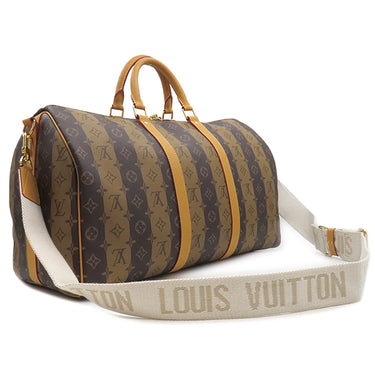ルイヴィトン LOUIS VUITTON キーポル バンドリエール 50 M45967 ブラウン系 モノグラムキャンバス モノグラムストライプキャンバス ボストンバッグ ゴールド金具 NIGO LVスクエアード 茶 鍵・パドロック欠品