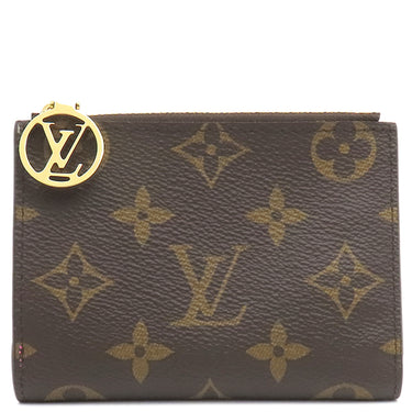 ルイヴィトン LOUIS VUITTON ポルトフォイユ リサ M11380 グレナード モノグラムキャンバス 二つ折り財布 ゴールド金具 茶 ピンク コンパクト