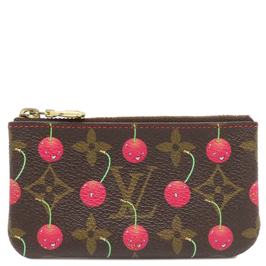 ルイヴィトン LOUIS VUITTON LV × TM ポシェット クレ M95042 モノグラムチェリー モノグラムキャンバス コインケース ゴールド金具 茶 キーチェーン付き 村上隆