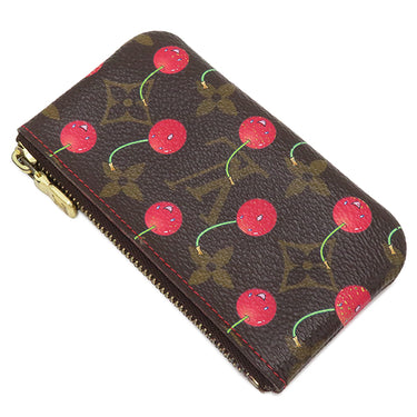 ルイヴィトン LOUIS VUITTON LV × TM ポシェット クレ M95042 モノグラムチェリー モノグラムキャンバス コインケース ゴールド金具 茶 キーチェーン付き 村上隆